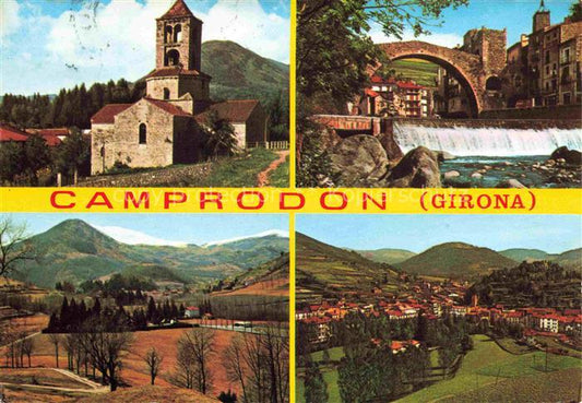 74016541 Camprodon Kirche Wasserfall Bruecke Panorama