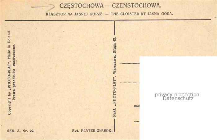 74017100 CZESTOCHOWA Tschenstochau PL Klasztor na Jasnej Górze Kloster