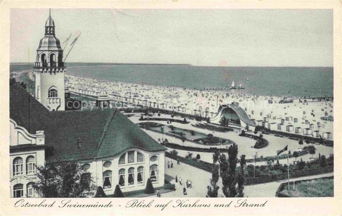 74017105 Swinemuende SWINOUJSCIE PL Panorama Blick auf Kurhaus und Strand Kupfer