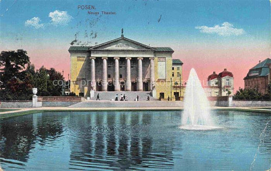 74017132 Posen  POZNAN PL Neues Theater Wasserspiele Feldpost