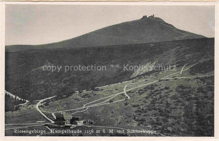 74018169 Hampelbaude Schronisko Strzecha Akademicka PL Panorama mit Schneekoppe