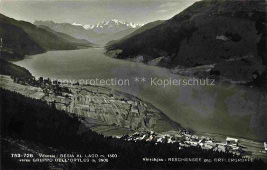 74018310 Reschensee Reschen See Tirol Bolzano IT Panorama Blick gegen Ortlergrup