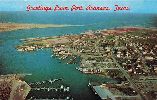 74018317 Port Aransas Texas USA Aerial view boating facilities and marina areas