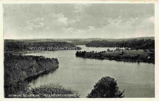 74018521 Buchmuehle Lagow Panorama Blick auf den Tschettschsee