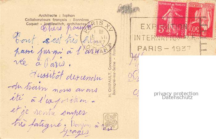 74014171 Exposition Internationale Paris 1937 Pavillon L'.R.S.S Lophan