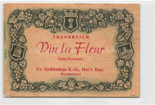 74024586 Wein Wine Vin Vino-- Frankreich la Fleur Rotwein FR. Graefenhan