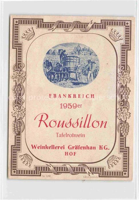 74024589 Wein Wine Vin Vino-- Frankreich Rossillon Rotwein Graefenhan