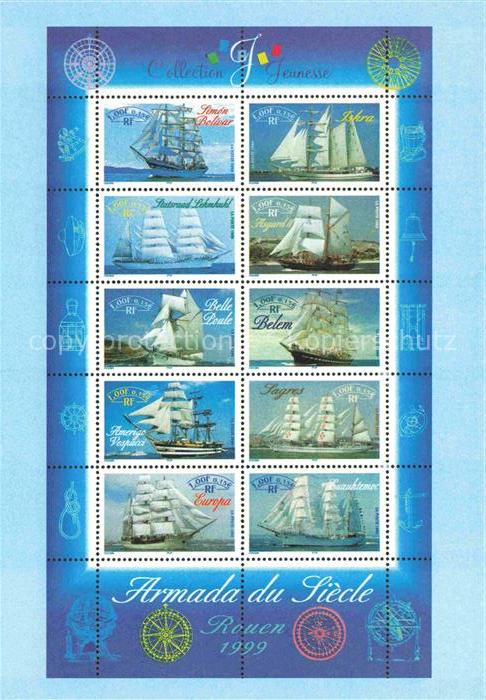 74024995 Briefmarken auf Postkarte Timbres Postage Francobollo-- Segelschiffe Ro