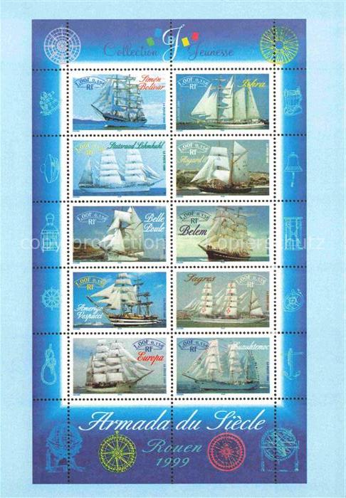 74024996 Briefmarken auf Postkarte Timbres Postage Francobollo-- Segelschiffe Ro