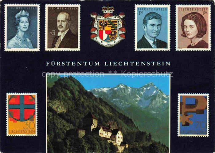 74022533 Briefmarkensprache auf Ak Liechtenstein Fuerstentum