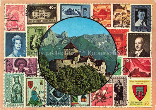 74024095 Briefmarkensprache auf Ak Schloss Vaduz Liechtenstein