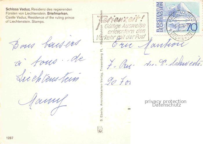 74024095 Briefmarkensprache auf Ak Schloss Vaduz Liechtenstein