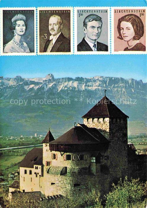 74024096 Briefmarkensprache auf Ak Liechtenstein Schloss Vaduz Fuerstentum