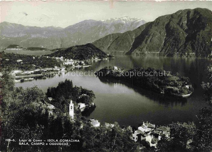 74024669 Isola Comacina Lago di Como IT Panorama Sala Campo e Ossuccio Alpi