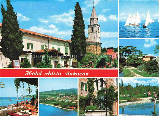 74026429 Ankaran Ancarano Slovenia Hotel Adria Ortsmotiv mit Kirche Segeln