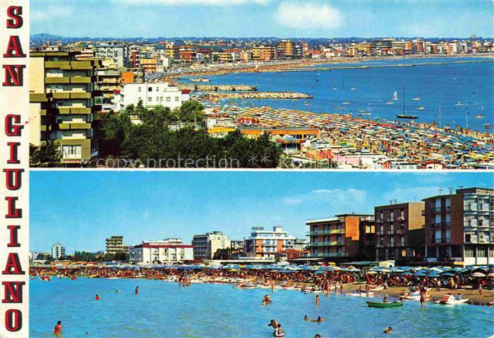 74026770 S Giuliano a Mare Panorama Alberghi e spiaggia visti dal mare