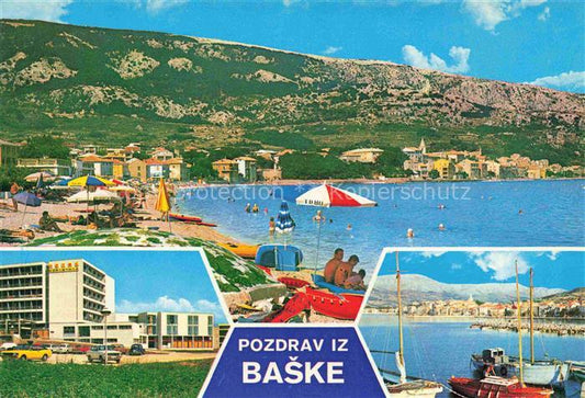 74027115 BASKA OTOK KRK Croatia Kuestenpanorama Strand Hotel Hafen