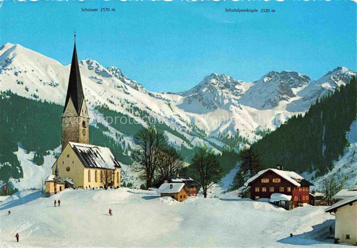 74027180 MITTELBERG  Kleinwalsertal AT Ortsansicht mit Kirche Winterpanorama