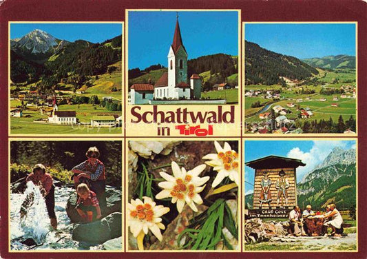 74027183 Schattwald Tirol AT Landschaftspanorama Kirche Edelweiss Wandern Pickni