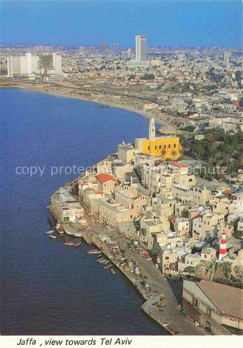 74027637 Jaffa Tel-Aviv Israel In the foreground Old Jaffa and the port in the b