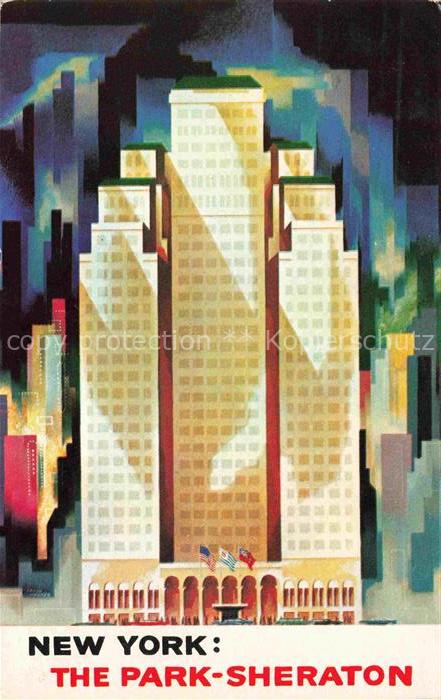 74028099 NEW YORK City USA Park Sheraton Hotel Illustration