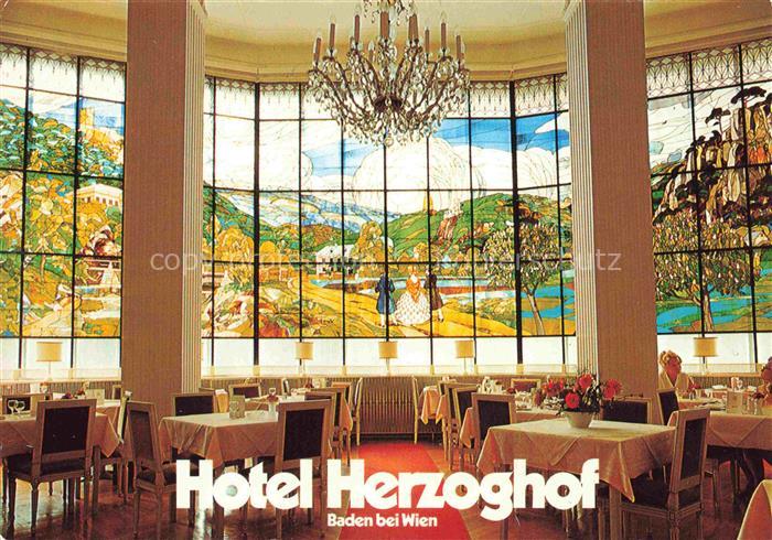 74028120 BADEN WIEN AT Hotel Herzoghof Glasgemaelde im Speisesaal