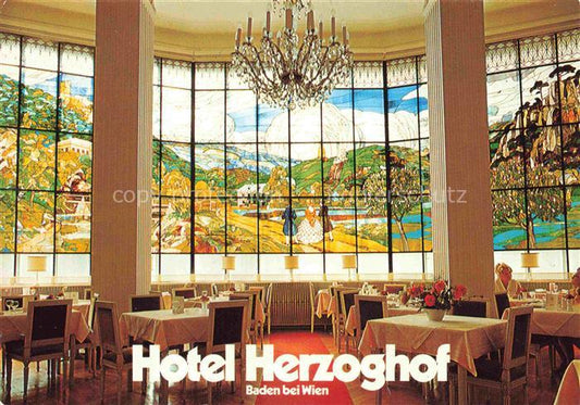 74028120 BADEN WIEN AT Hotel Herzoghof Glasgemaelde im Speisesaal