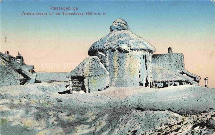 74029963 Schneekoppe Snezka CZ Vereiste Kapelle auf der Schneekoppe Winter im Ri