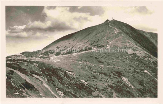 74029982 Schneekoppe Snezka CZ Panorama Bergbaude im Riesengebirge