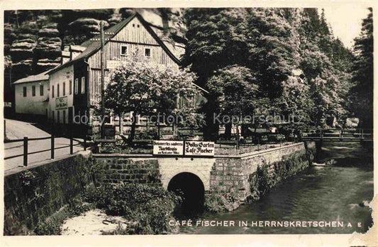 74030309 Herrnskretschen Boehmen Hrensko CZ Café Fischer am Bach