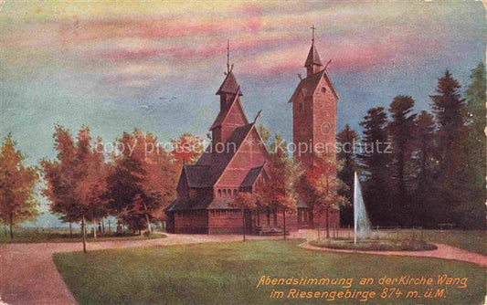 74030319 Wang  Kirche Wang Brueckenberg Karpacz Gorny PL Abendstimmung der Kirch