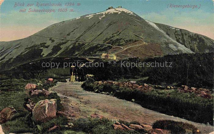 74031529 Krummhuebel Karpacz Riesengebirge PL Blick zur Riesenbaude mit Schneeko