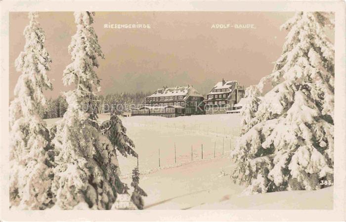 74031532 Spindelmuehle Riesengebirge Spindleruv Mlyn CZ Winterpanorama mit Adolf