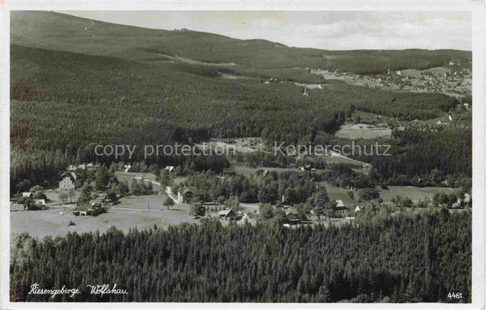 74031557 Wolfshau Riesengebirge PL Panorama Blick nach dem Brueckenberg