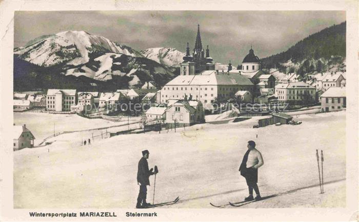 74032864 Mariazell  Steiermark AT Ortsansicht mit Kirche Wintersportplatz Alpen