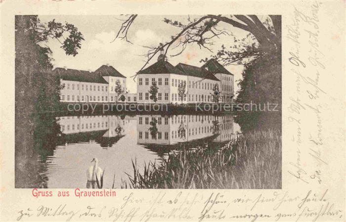 74033520 Gravenstein Grasten DK Partie am Wasser Blick zum Schloss