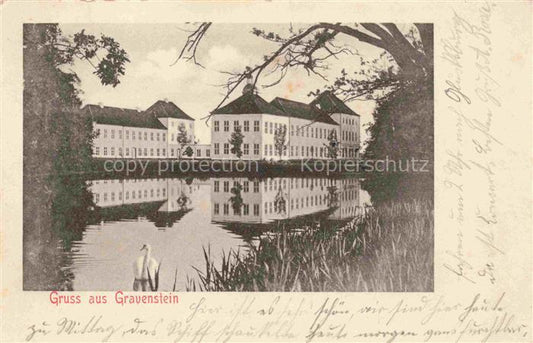 74033520 Gravenstein Grasten DK Partie am Wasser Blick zum Schloss