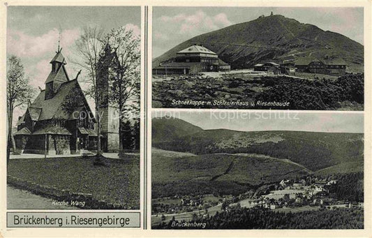 74032960 Brueckenberg Krummhuebel Riesengebirge PL Kirche Wang Panorama Schneeko