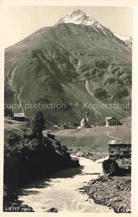 74032998 Vent  oetztal Tirol AT Panorama Bergbach Blick zum Ort oetztaler Alpen