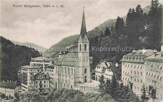 74033001 Badgastein BAD GASTEIN Pinzgau Pongau AT Teilansicht Kurort mit Kirche