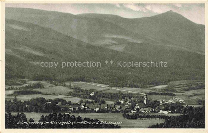 74033214 Schmiedeberg Riesengebirge Smideberk Kovarska CZ Panorama mit Blick nac