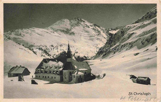 74033263 St Christoph Arlberg Tirol AT Teilansicht Kirche Winterpanorama Winters