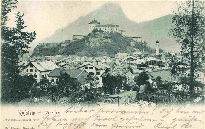 74033264 KUFSTEIN Tirol AT Panorama Schloss Blick gegen Pendling