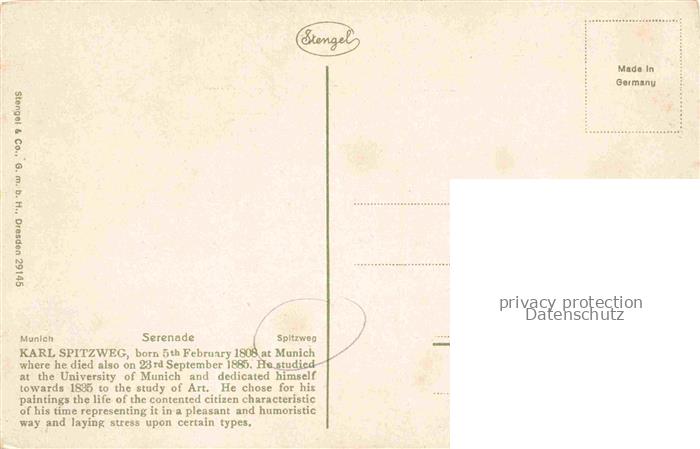 74027777 Spitzweg Carl Kuenstlerkarte Serenade  Stengel Nr. 29145