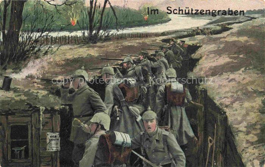 74028839 Militaria Schuetzengraben Soldaten