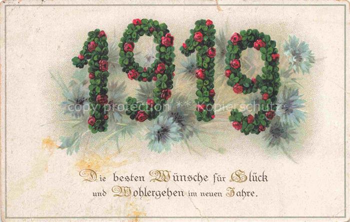 74029533 Jahreszahl-AK Year Annee Ano 1919 Neujahr Glueck