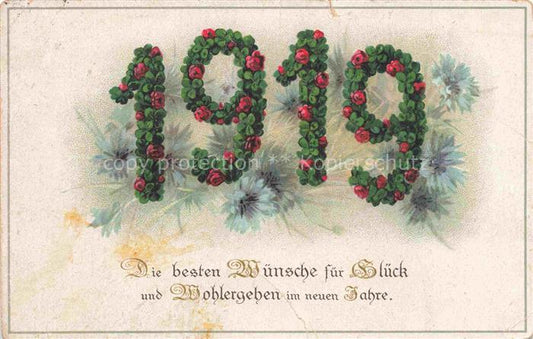 74029533 Jahreszahl-AK Year Annee Ano 1919 Neujahr Glueck