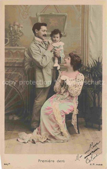 74030041 Foto AN Paris (Noyer) Nr. 245/4 Premiere dent Frau Mann Baby