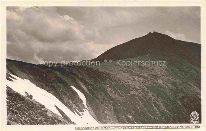 74030131 Foto Hahn Nr. 7341 Riesengebirge Schneekoppe Baude vom Brunnberg