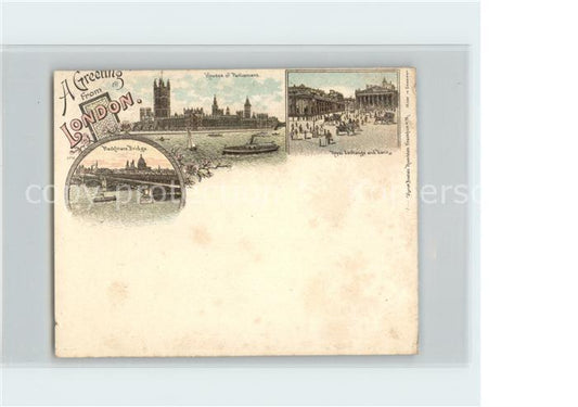 11738156 London Blackfriare Bridge Parliament Litho